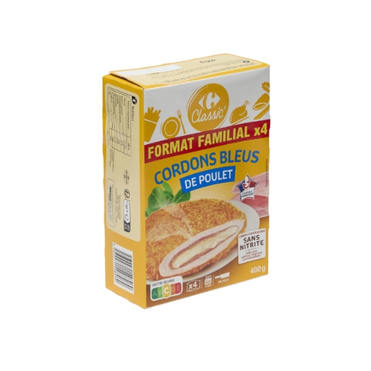 Cordon bleu de poulet volaille française,sans nitrite,format familial CARREFOUR CLASSIC'