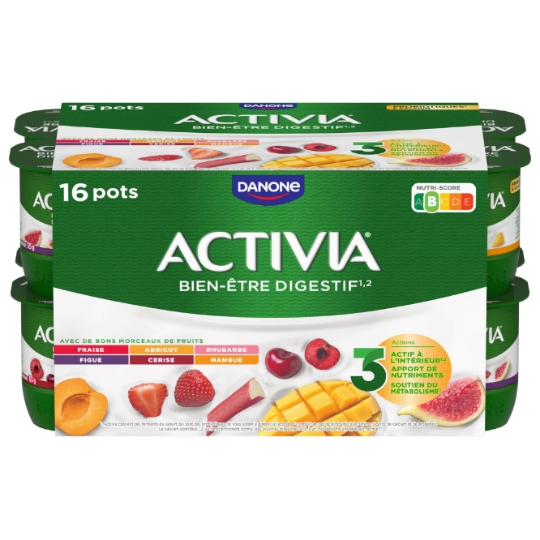 Yaourts aux fruits bifidus fraise abricot rhubarbe figue cerise mangue ACTIVIA