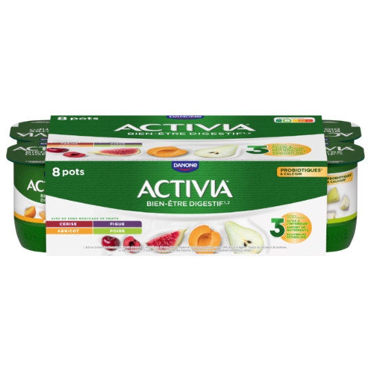 Yaourts aux fruits bifidus cerise figue poire abricot ACTIVIA