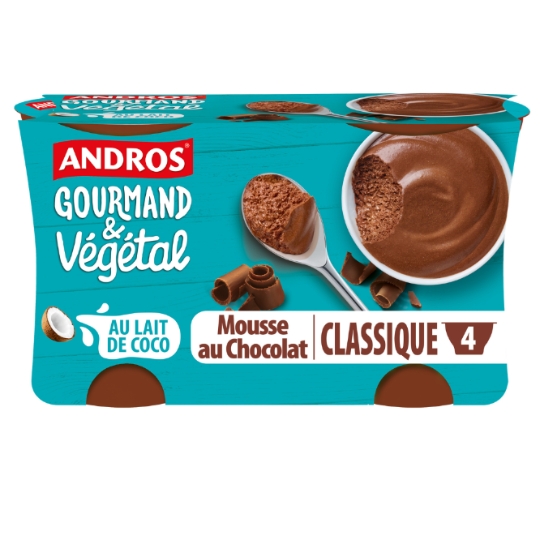 Dessert végétal mousse au chocolat au lait de coco ANDROS
