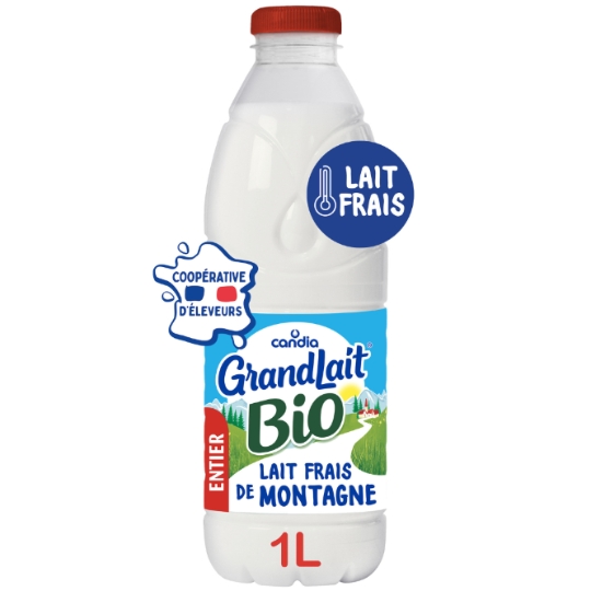 Lait Frais de Montagne Bio Entier GrandLait CANDIA
