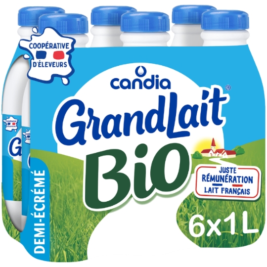 Lait Bio Demi Ecrémé GrandLait CANDIA