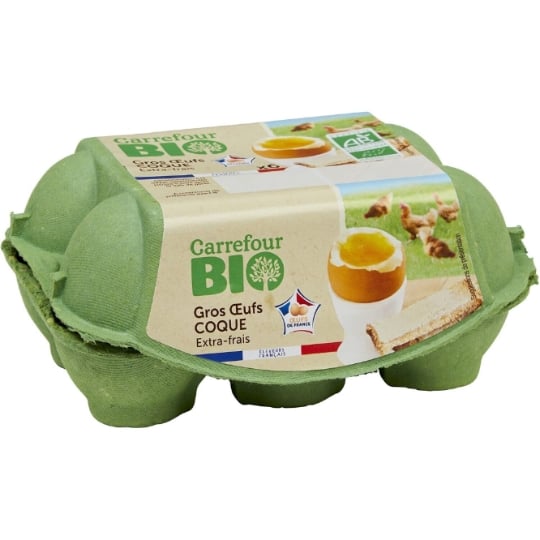 Œufs  gros coque Bio CARREFOUR BIO