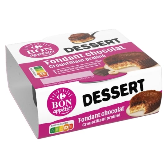 Dessert Fondant chocolat praliné CARREFOUR BON APPETIT !