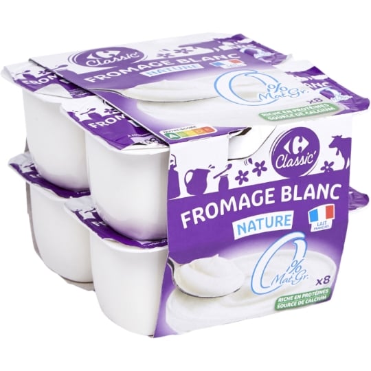 Fromage blanc nature 0% MG CARREFOUR CLASSIC'