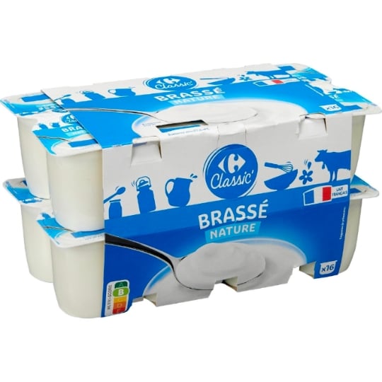 Yaourts Brassé Nature CARREFOUR CLASSIC'