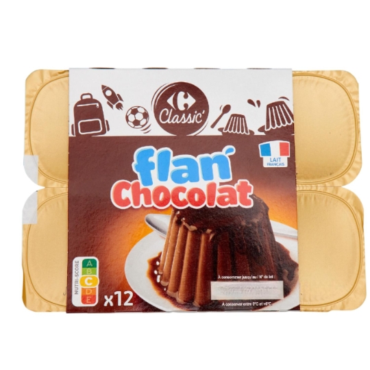 Flan au chocolat et nappe de sauce au chocolat CARREFOUR CLASSIC'