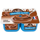 Crème dessert chocolat au lait, lait entier français et sans conservateurs CARREFOUR CLASSIC'