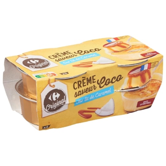 Crème aux œufs  saveur coco caramel CARREFOUR ORIGINAL