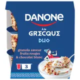 Yaourts à la Grecque Duo Granola Fruits Rouges et Chocolat Blanc DANONE