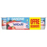 Yaourts aux fruits rouges brassé fraise framboise DANONE VELOUTE FRUIX