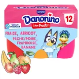 Fromage blanc aux fruits fraise banane framboise abricot pêche/abricot DANONINO
