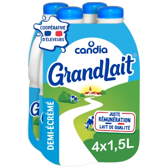 Lait Demi Ecrémé GrandLait CANDIA