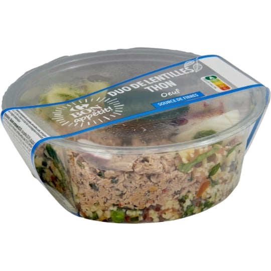 Salade duo de lentilles thon œuf CARREFOUR BON APPETIT !