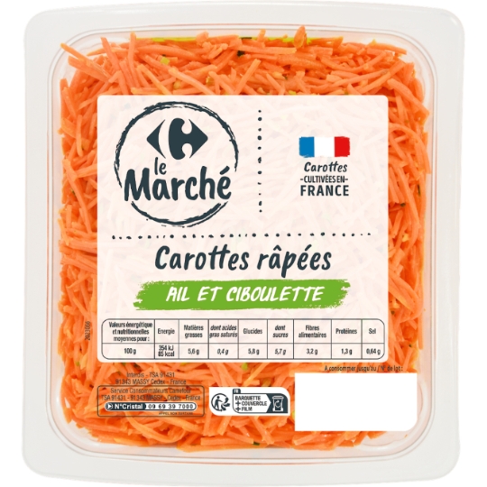 Carottes râpées ail et ciboulette CARREFOUR LE MARCHE