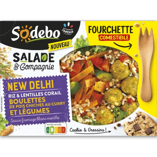 Salade New Delhi Riz Lentilles Corail Boulettes De Pois Chiches Et Légumes SODEBO