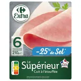 Jambon cuit à l'étouffée, découpé dégraissé et à teneur en sel réduite CARREFOUR