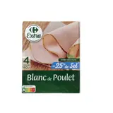 Blanc de poulet traité en salaison, qualité supérieure et à teneur réduite en sel de 25% CARREFOUR