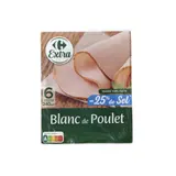 Blanc de poulet traité en salaison, qualité supérieure et à teneur réduite en sel de 25% CARREFOUR