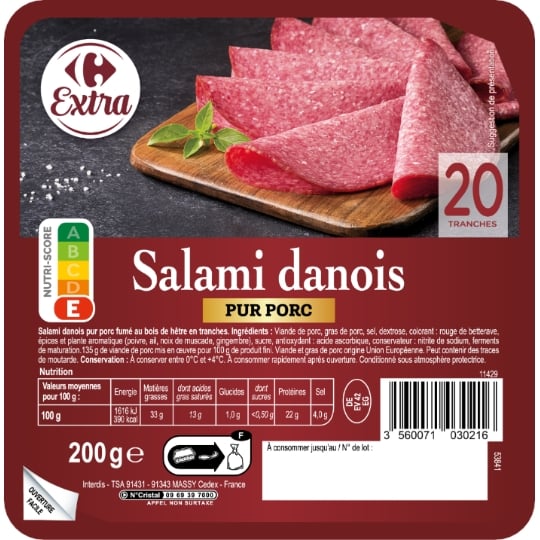 Salami Danois Fumé CARREFOUR