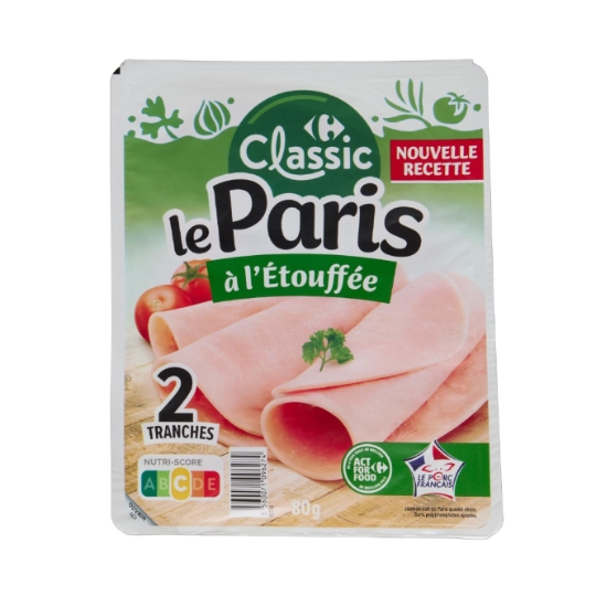 Jambon de paris sans polyphosphates ajoutés et de Paris CARREFOUR CLASSIC'
