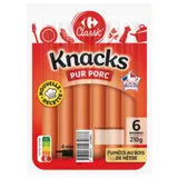 Saucisses pur porc et fumées au bois de hêtre CARREFOUR CLASSIC'