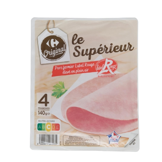 Jambon supérieur label Rouge, fermier et élevé en plein air CARREFOUR