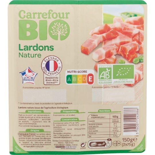 Lardons  nature Bio CARREFOUR BIO