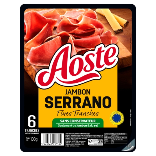 Jambon Cru Fines Tranches Serrano AOSTE