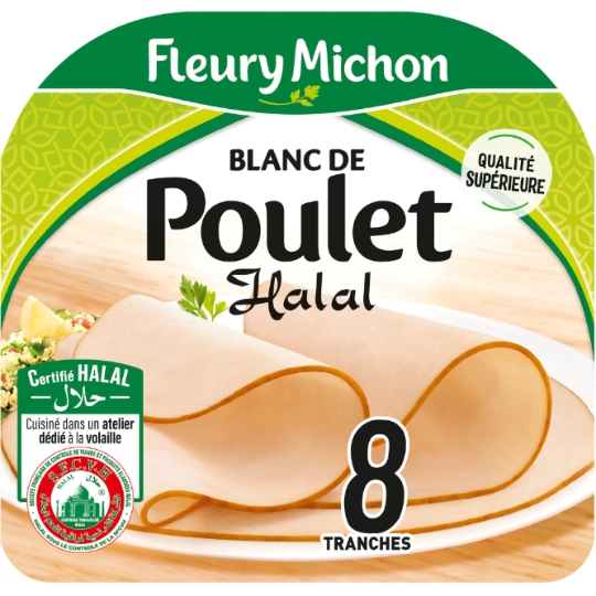 Blanc de poulet tranches fines halal FLEURY MICHON