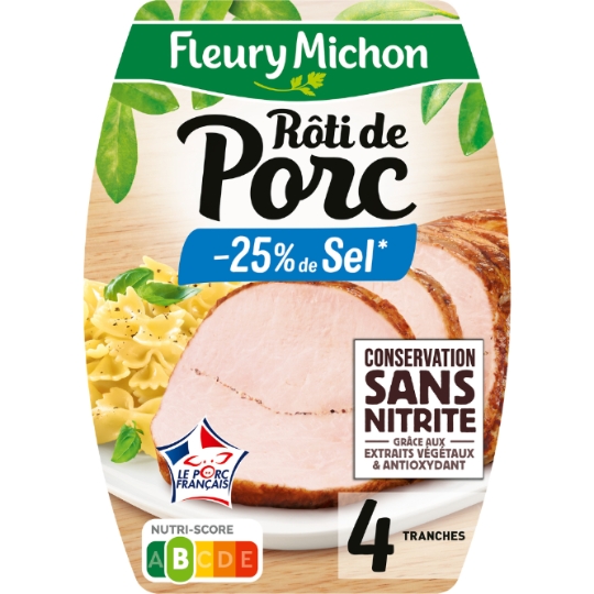 Rôti de porc conservation sans nitrite réduit en sel FLEURY MICHON