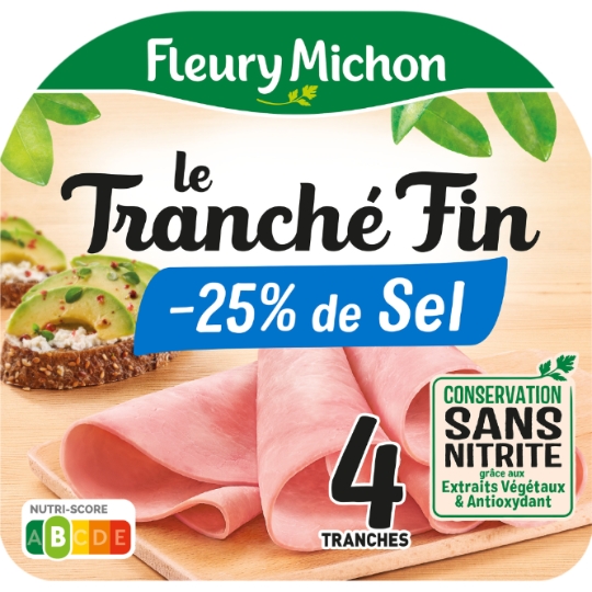 Jambon Le Tranché Fin Réduit en Sel Sans Nitrite FLEURY MICHON