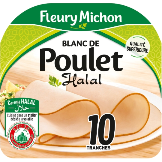 Blanc de poulet tranches fines halal FLEURY MICHON