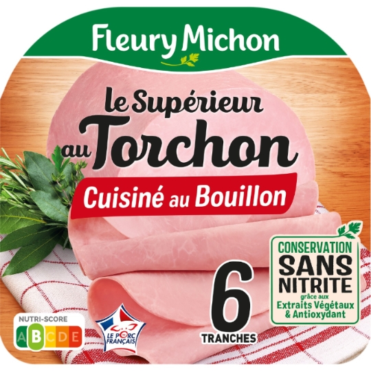 Jambon Cuit Le Torchon au Bouillon Sans Nitrite FLEURY MICHON