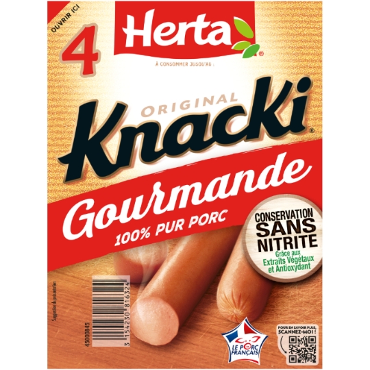 Knacki Gourmande - Saucisses Sans Nitrite 100% pur porc HERTA