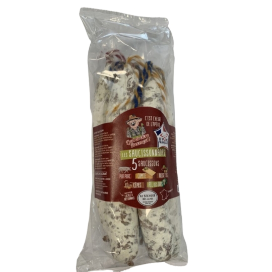 Saucissons Secs Assortiment Pur Porc, Comté, Noisettes, Cèpes et Ail des Ours LE SECHOIR DES ALPES