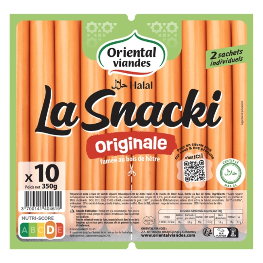 Saucisses le Snacki l'Originale Halal ORIENTAL VIANDES