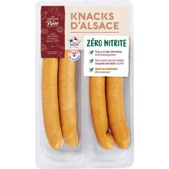 Saucisses  Knacks d'Alsace zéro nitrite PIERRE SCHMIDT