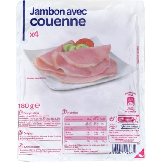 Jambon Blanc Avec Couenne SIMPL