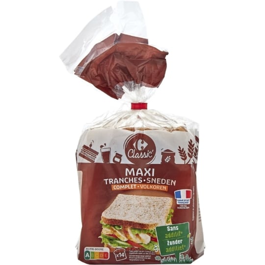 Pain de mie Complet Maxi Tranches CARREFOUR CLASSIC'