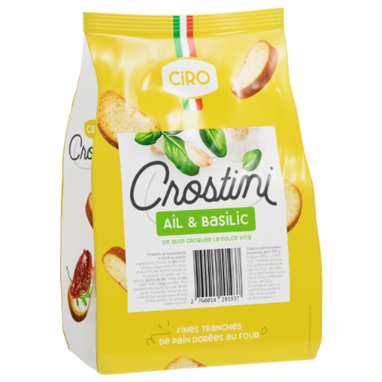 Biscuits apéritifs crostini ail & basilic CIRO
