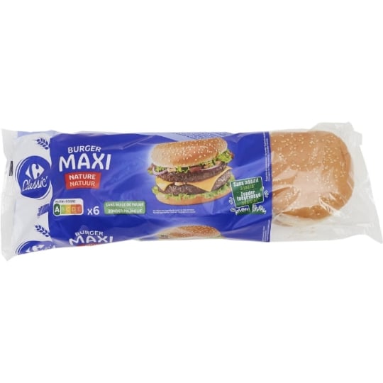 Pain Burger Maxi nature CARREFOUR CLASSIC'