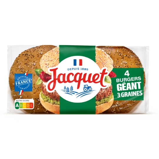 Pain Burger 3 Graines Géant JACQUET