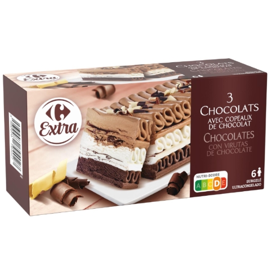 Bûche Glacée Trois Chocolats CARREFOUR EXTRA