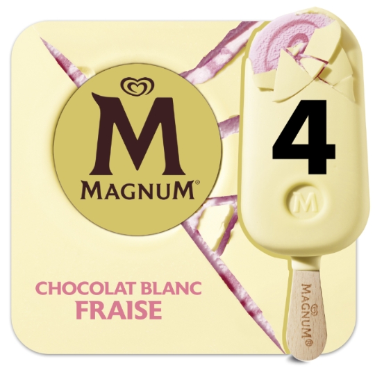 Glaces Bâtonnets Chocolat Blanc Fraise MAGNUM