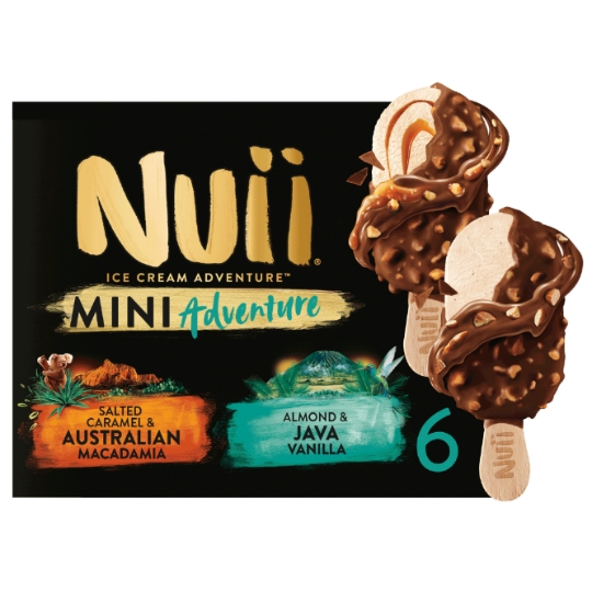 Glaces Bâtonnets Mini Macadamia Caramel Salé et Amandes Vanille NUII