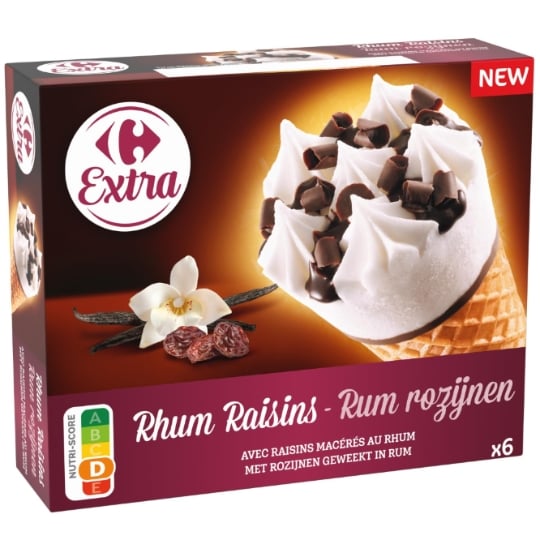 Glaces Cônes Rhum Raisins CARREFOUR EXTRA