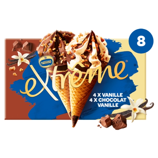 Glaces Cônes Vanille et Vanille Chocolat EXTREME
