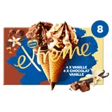 Glaces Cônes Vanille et Vanille Chocolat EXTREME