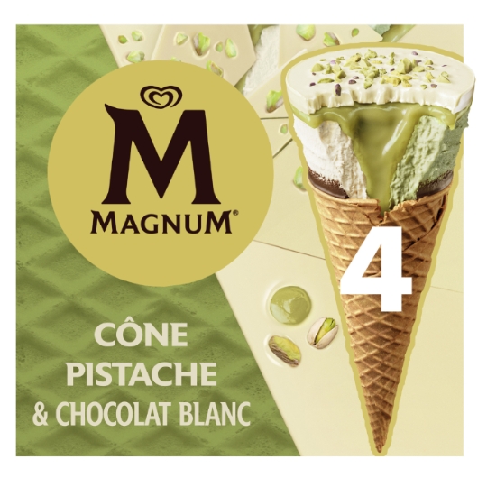 Glaces Cônes Pistache Chocolat Blanc MAGNUM